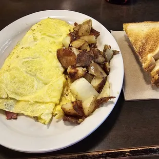 Meat lover omlette with potatoes