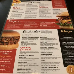 Menu as of 10/2019