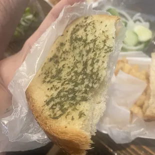 Inedible garlic bread