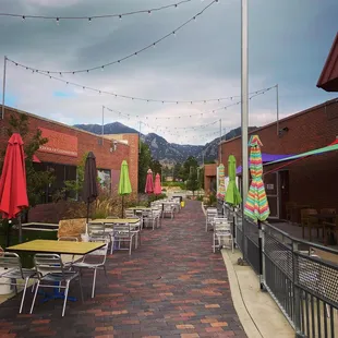 tables and umbrellas