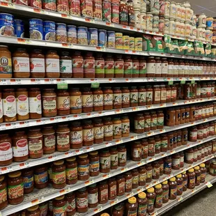 shelves full of food and condiments