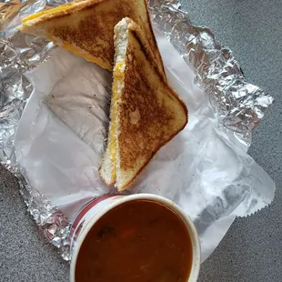 Soup and grilled cheese special