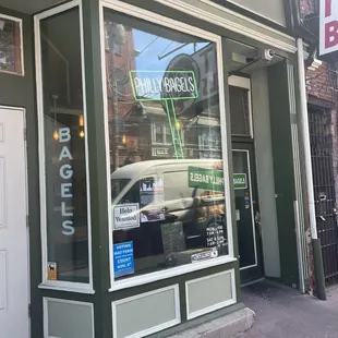 front of bagel shop