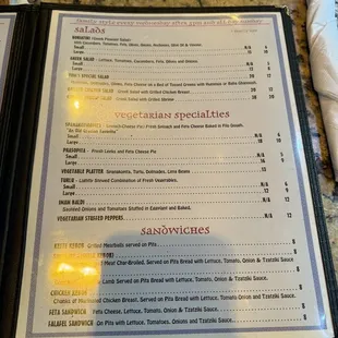 menu