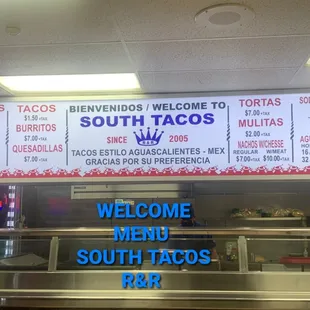 MENU
SOUTH TACOS R&amp;R 
2929 S VINEYARD AVE ONTARIO CA 91761