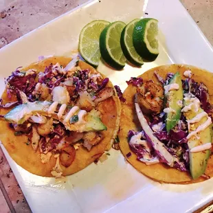 Grilled shrimp tacos! Plate comes w three tacos total and are so delicious!