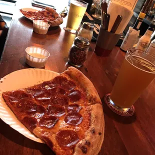 Pepperoni pizza and homemade ranch!