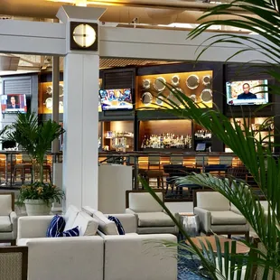 the lounge area of the hotel