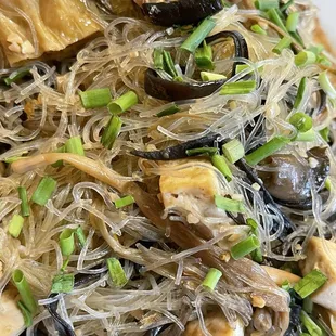 Tofu fried vermicelli noodles ( Cambodian cha misou ) option with any protein too.