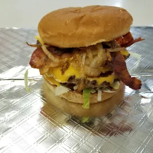Adrianna Burger  1/3 lb with bacon,fried onion,and two kinds of cheese
