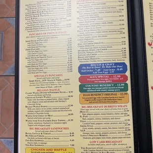 a menu for a big breakfast
