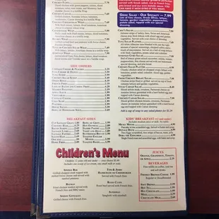 Wraps and kids menu