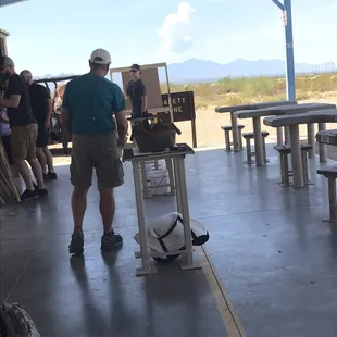 Target Stands, and sand bags are provided.