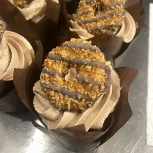 Samoa caramel filled cupcake