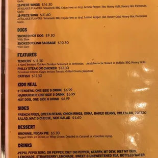 the menu