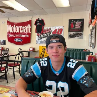 Joseph eating Banana Pudding!