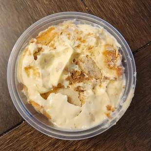 a dessert in a plastic container