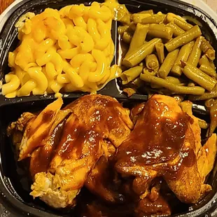 1&apos;19&apos;2022 Barbecue Wing Meal w Mac n Cheese and String Beans.
