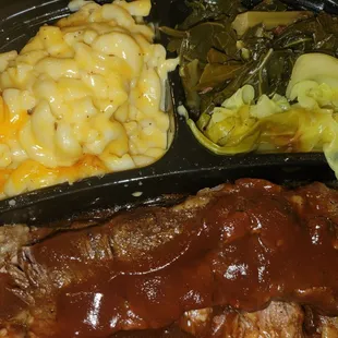Macaroni and Cheese,  Beef Ribs, and Collard Greens!!