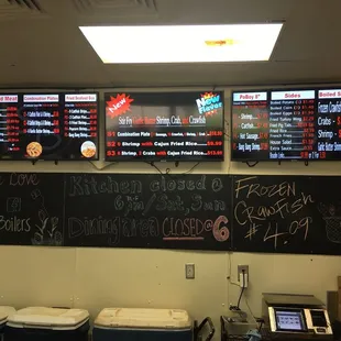 menus on the wall of a restaurant