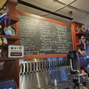 a menu on the wall