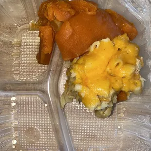 This is a full portion of sides. Neither of which will fit in the small sections intended for them?