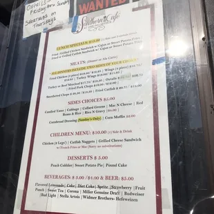 a menu for help wanted