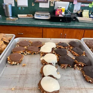 chocolate covered pretzels and pretzels