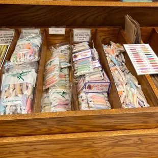 a drawer full of sweets