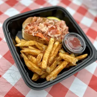 Lobster rolls with fries $22.  Omgoodness, super good!