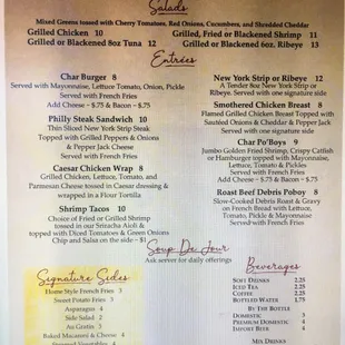 Lunch menu