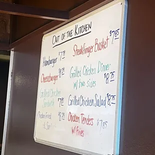 Out of the kitchen menu