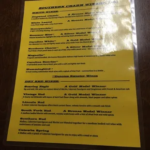 a menu on a wooden table