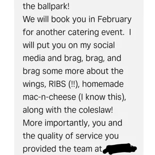 Catering reviews