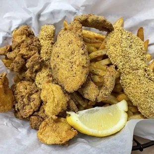 Seafood platter looks good, almost gagged.