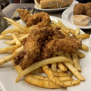 Fried Chicken Strips with Cajun Fries