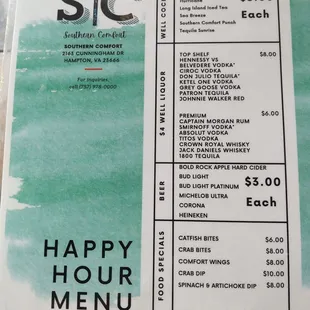 Happy Hour Menu