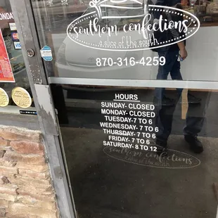 hours posted on front door