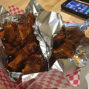 Kickin Bourbon and Mango Habanero Wings