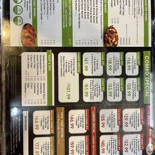 New menu &amp; prices