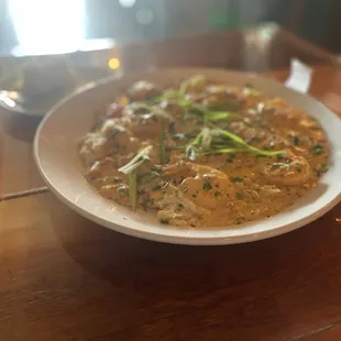 Shrimp and andouille sausage with grits