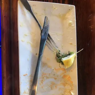 A finished plate of very expensive food. (This is impressive because I would normally try to over critique something so pricey)