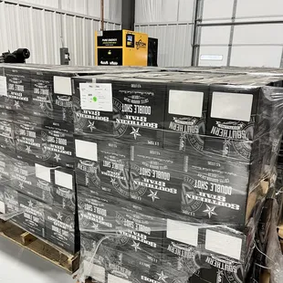 a pallet full of boxes