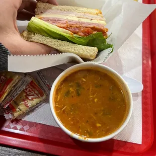 Half an SEC and a cup of chicken tortilla soup