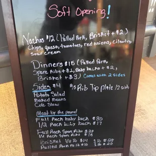 Soft opening menu