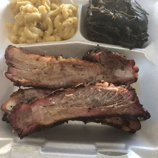 Rib Dinner with Mac &amp; Cheese and Collard Greens