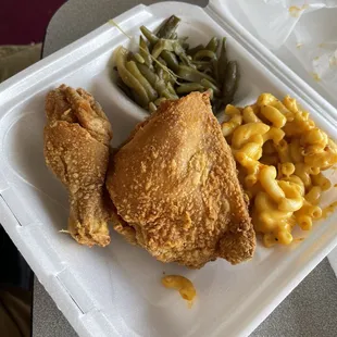 chicken, macaroni, and green beans