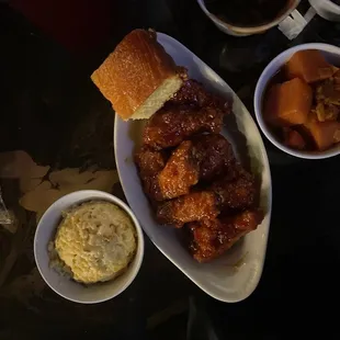 Sweet Chilli wings, Mac and geese and yams!