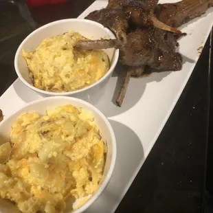 Mac n cheese and lamb chops