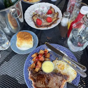 Steak and Eggs, Adult French Toast, Shrimp and Grits